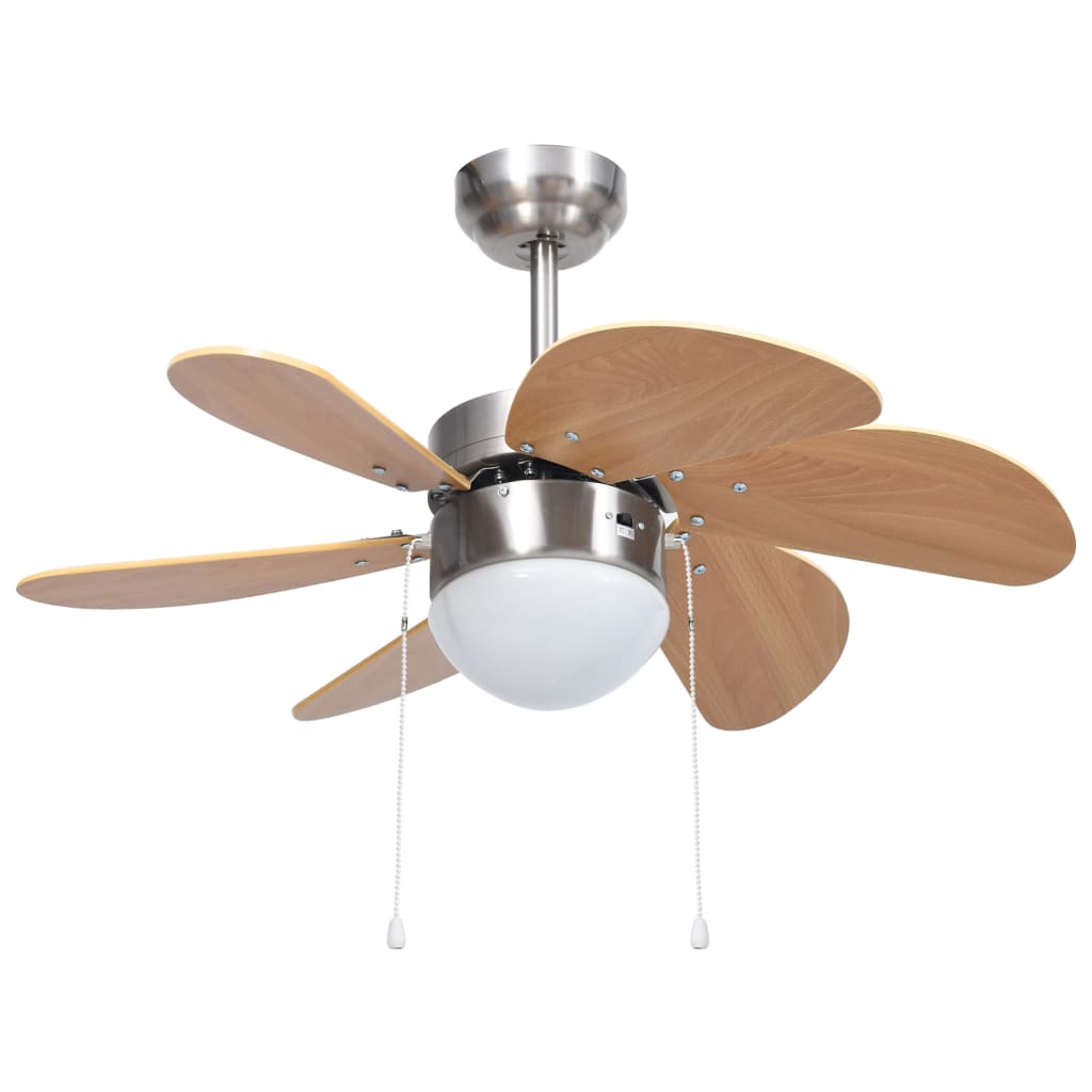 Ceiling Fan with Light 76 cm Light Brown