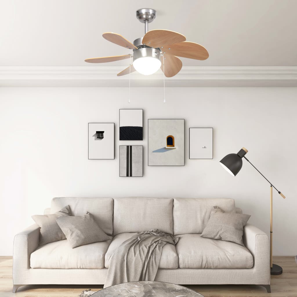 Ceiling Fan with Light 76 cm Light Brown