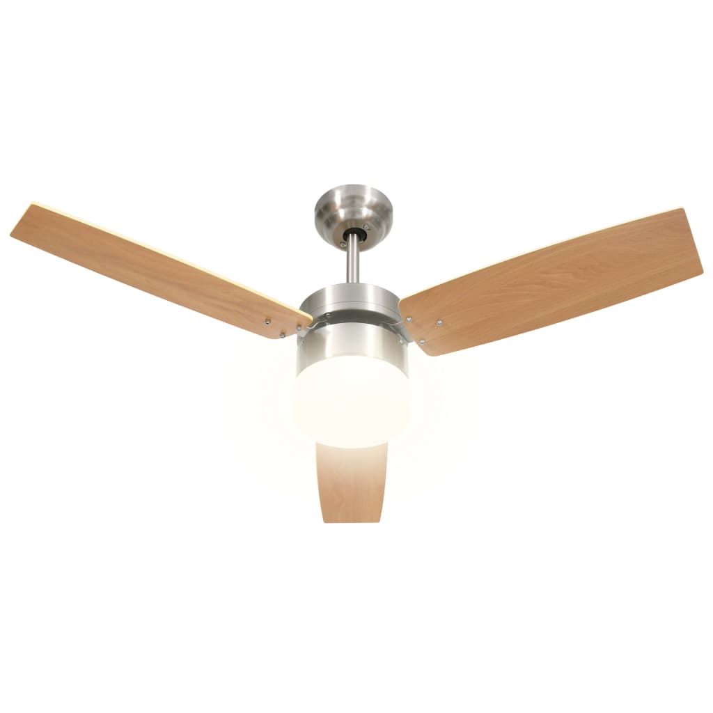 Ceiling Fan with Light and Remote Control 108 cm Light Brown