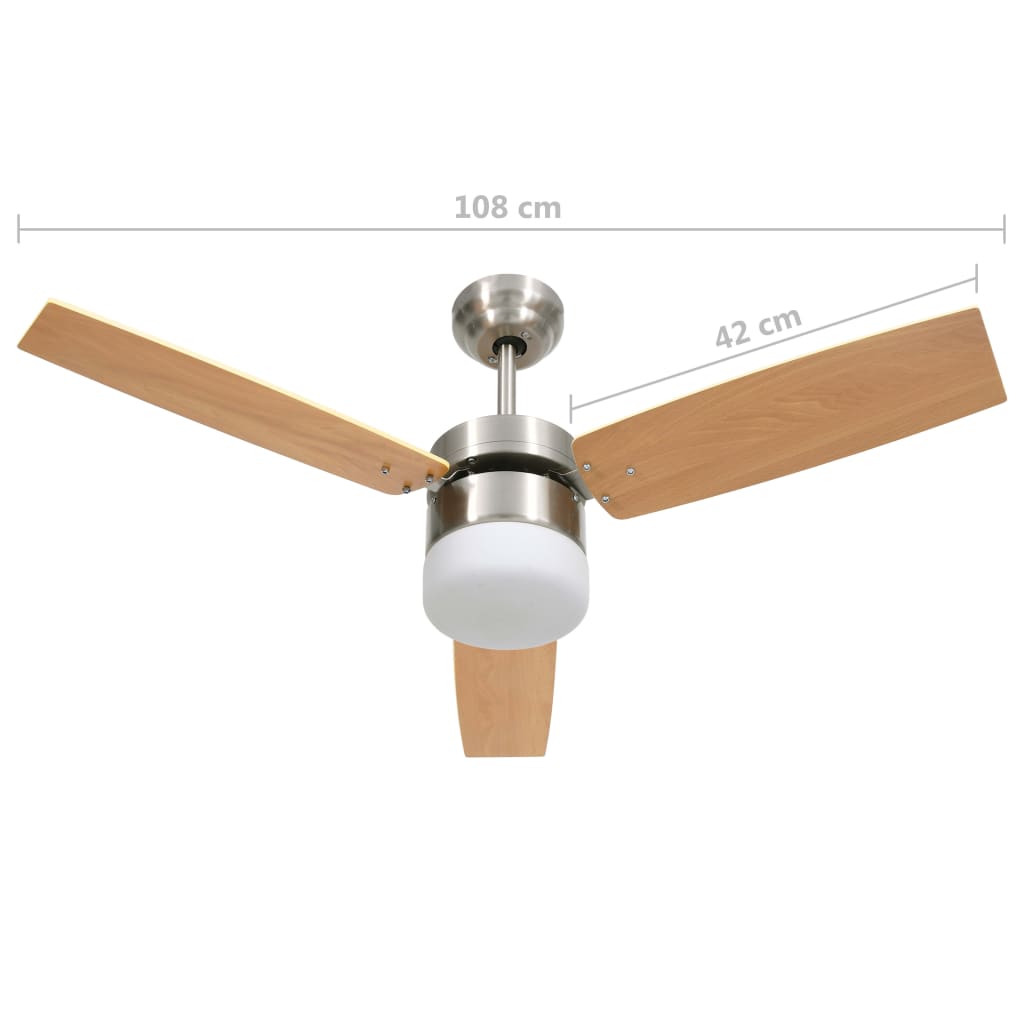 Ceiling Fan with Light and Remote Control 108 cm Light Brown