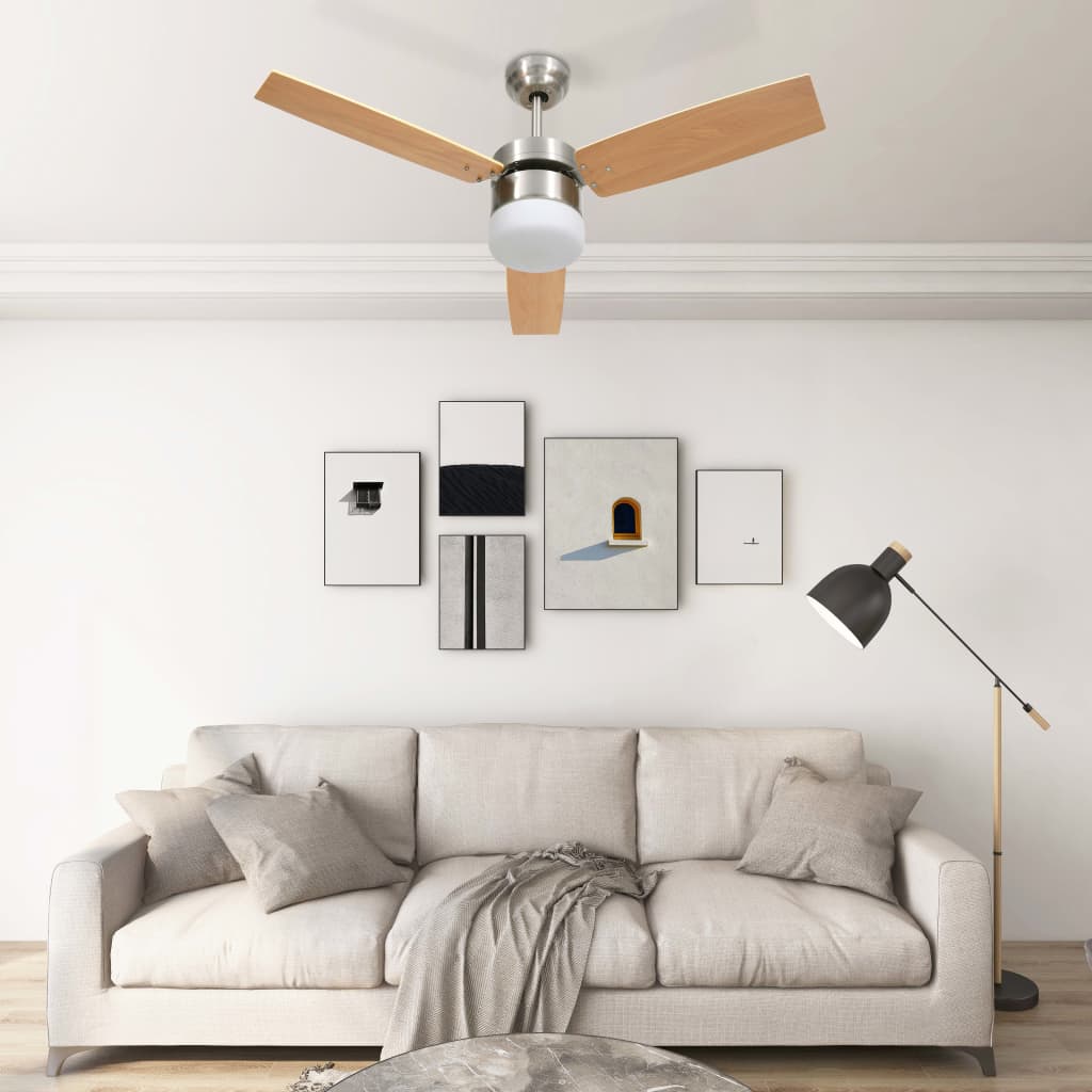 Ceiling Fan with Light and Remote Control 108 cm Light Brown