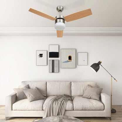 Ceiling Fan with Light and Remote Control 108 cm Light Brown