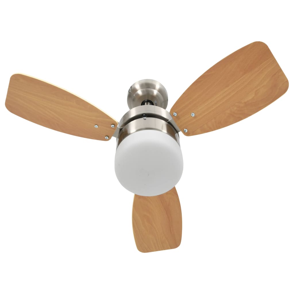 Ceiling Fan with Light and Remote Control 76 cm Light Brown