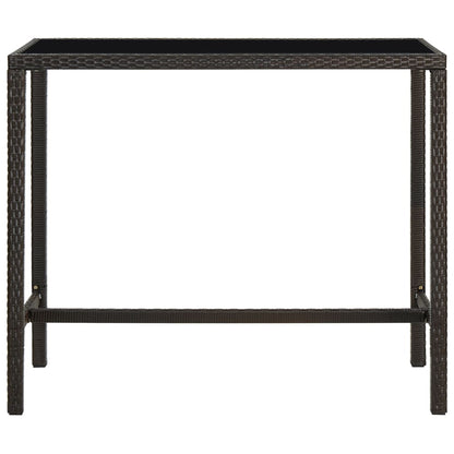 Garden Bar Table Brown 130x60x110 cm Poly Rattan and Glass