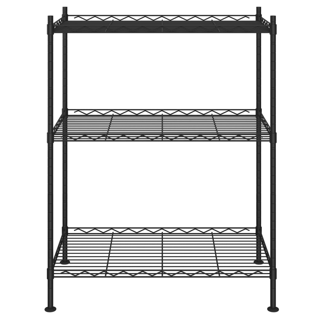 3-Tier Storage Rack 60x35x76 cm Black 150 kg