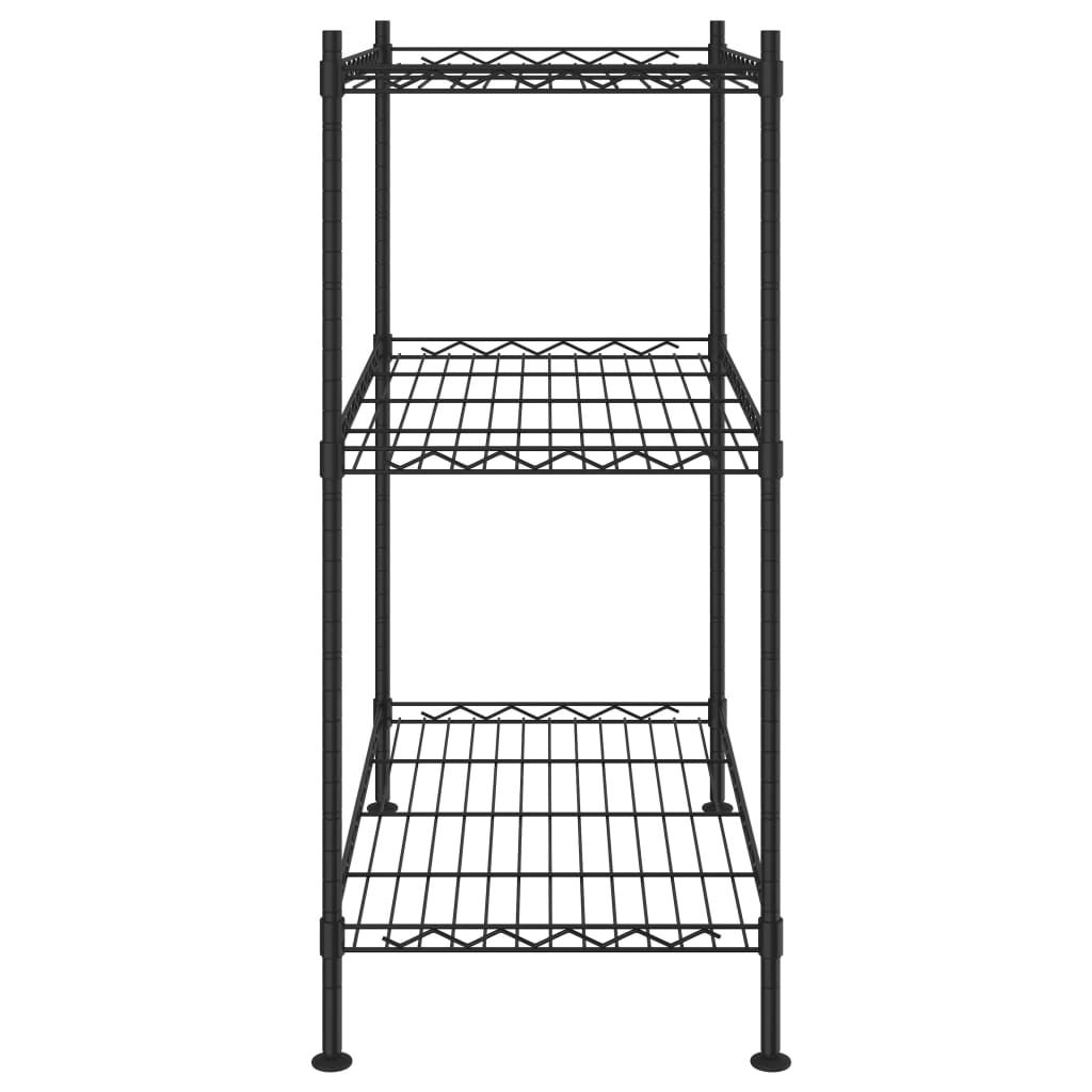 3-Tier Storage Rack 60x35x76 cm Black 150 kg