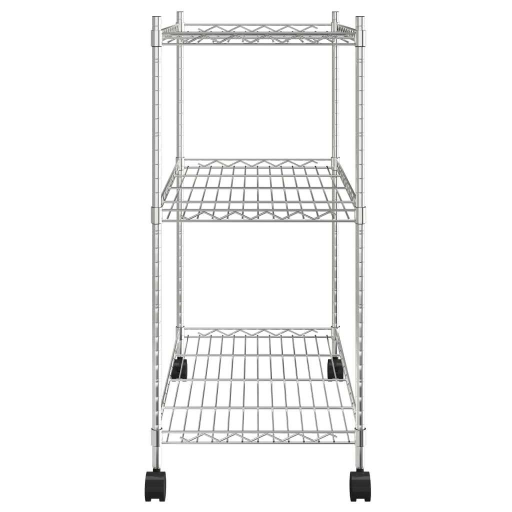 3-Tier Storage Rack with Wheels 60x35x81 cm Chrome 150 kg