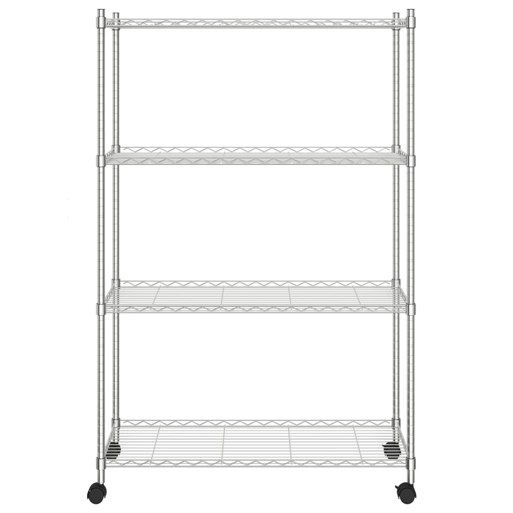 4-Tier Storage Shelf with Wheels 90x35x142 cm Chrome 200 kg