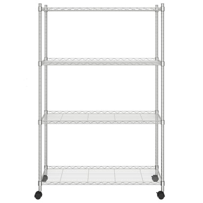 4-Tier Storage Shelf with Wheels 90x35x142 cm Chrome 200 kg