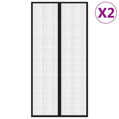 Insect Door Curtains 2 pcs with Magnet Blocks Black 220x100 cm