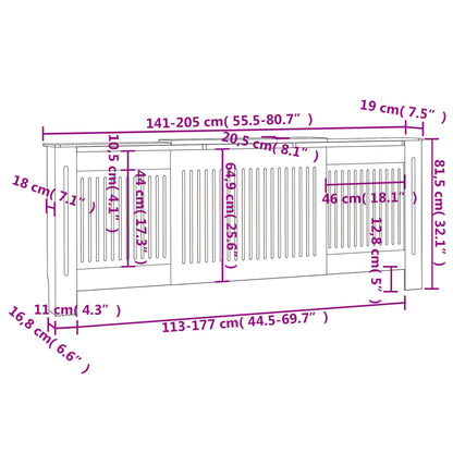 MDF Radiator Cover Black 205 cm