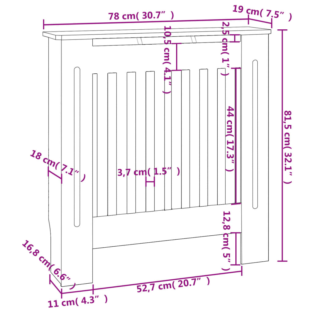 MDF Radiator Cover White 78 cm