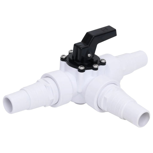 Swimming Pool 3-Way Ball Valve White and Black