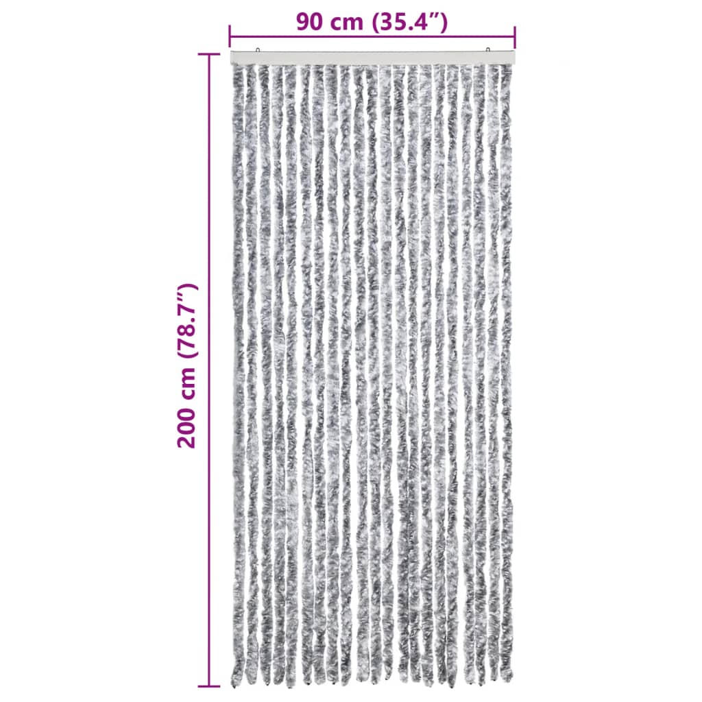 Insect Curtain White and Grey 90x200 cm Chenille