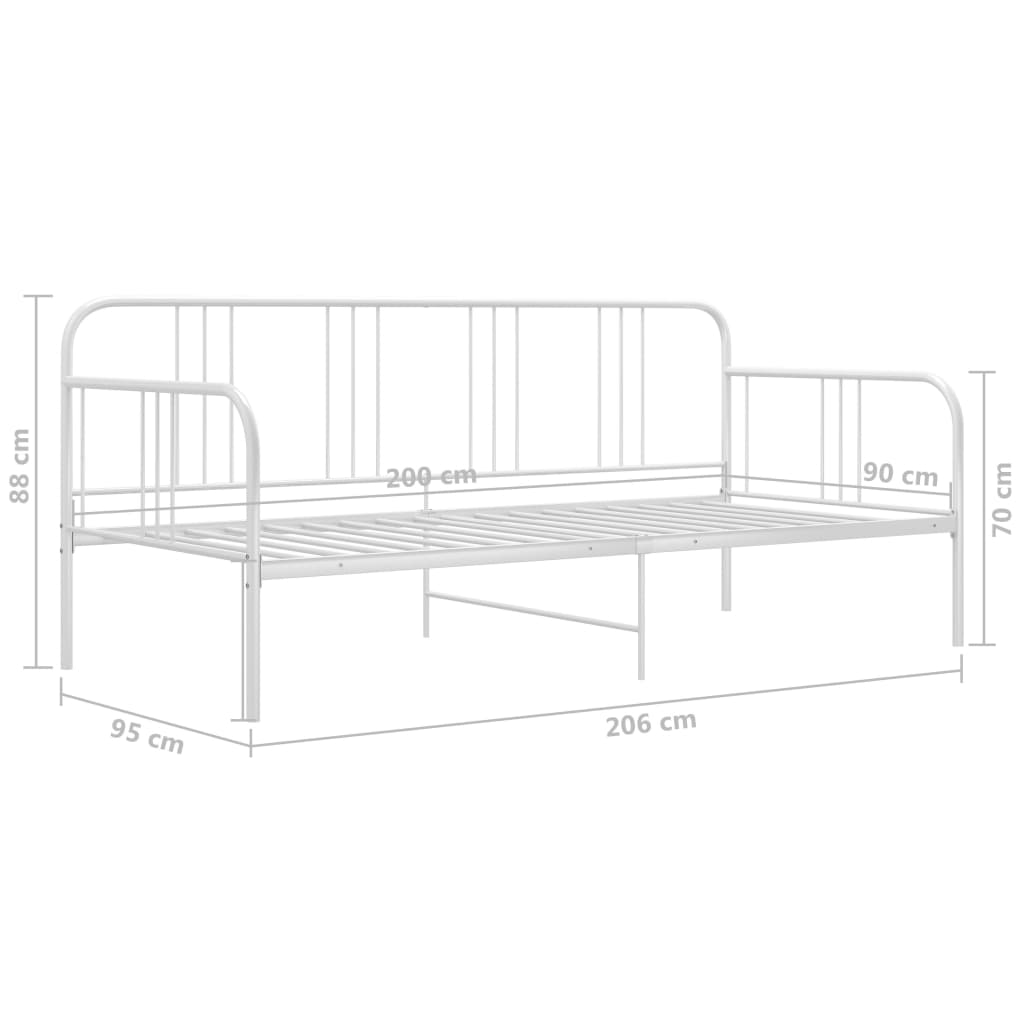 Sofa Bed Frame White Metal 90x200 cm