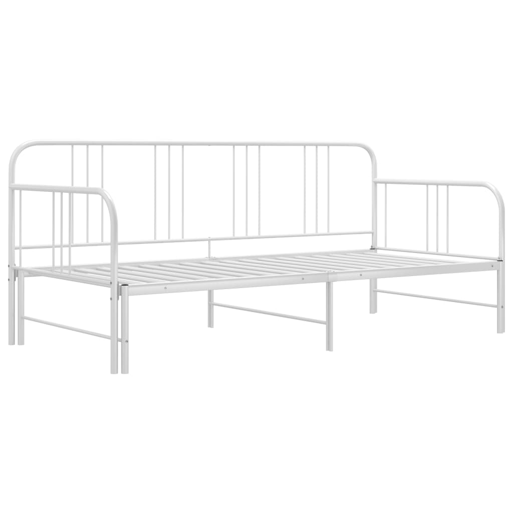 Pull-out Sofa Bed Frame White Metal 90x200 cm