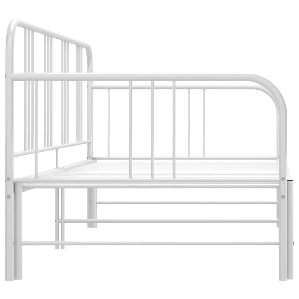 Pull-out Sofa Bed Frame White Metal 90x200 cm