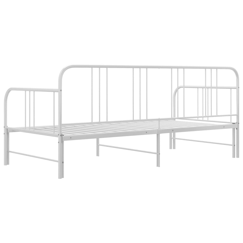 Pull-out Sofa Bed Frame White Metal 90x200 cm