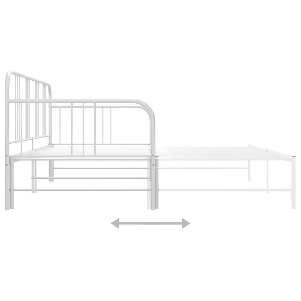 Pull-out Sofa Bed Frame White Metal 90x200 cm