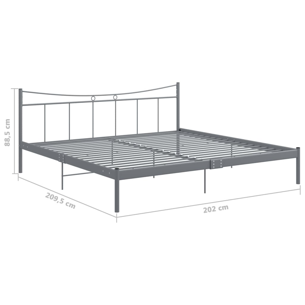 Bed Frame without Mattress Grey Metal 200x200 cm