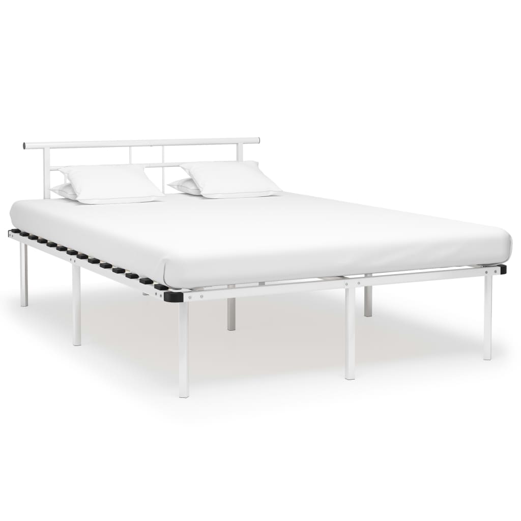 Bed Frame without Mattress White Metal 140x200 cm