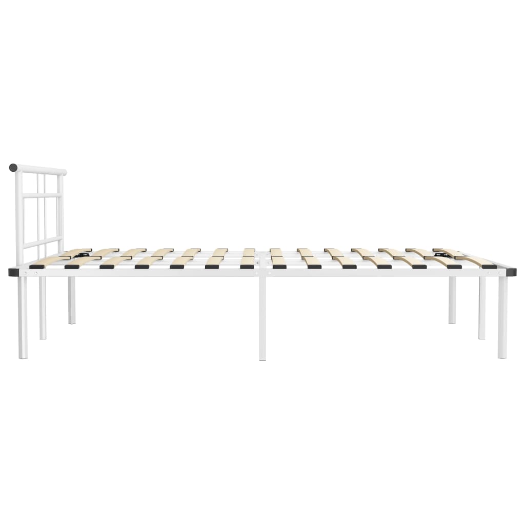 Bed Frame without Mattress White Metal 140x200 cm