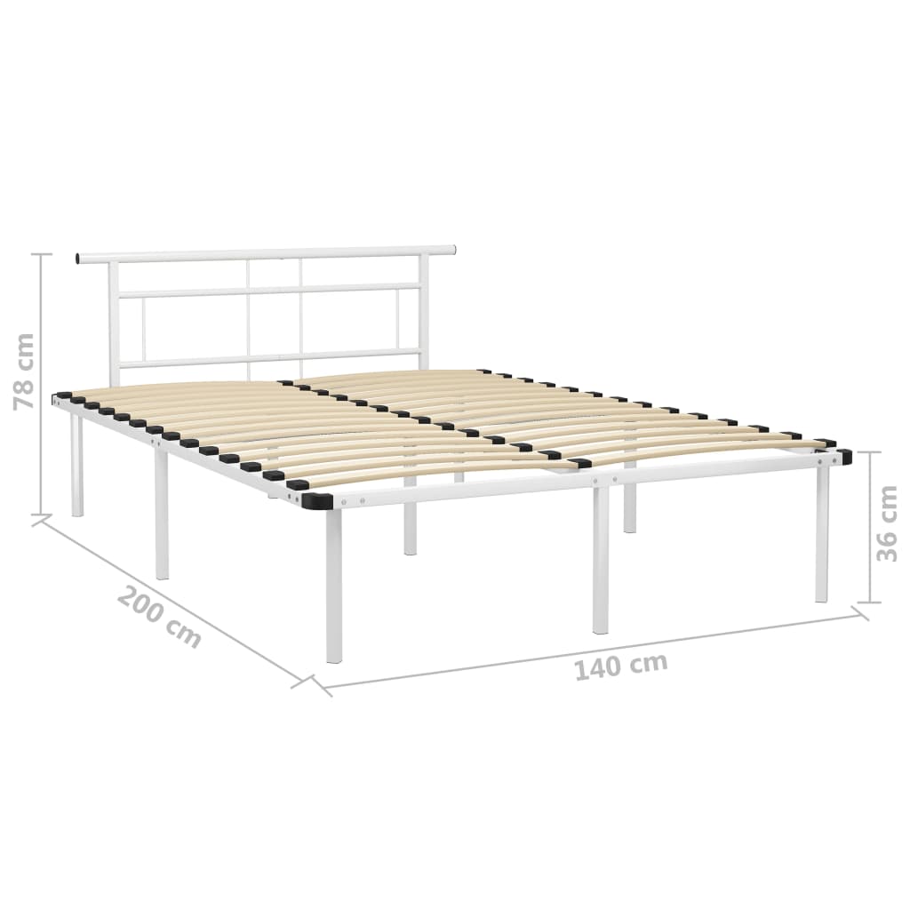 Bed Frame without Mattress White Metal 140x200 cm