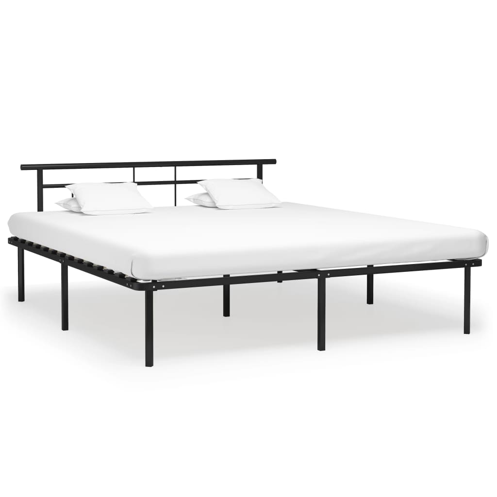 Bed Frame Black Metal 180x200 cm Super King