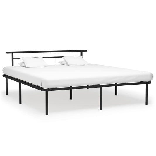 Bed Frame Black Metal 180x200 cm Super King