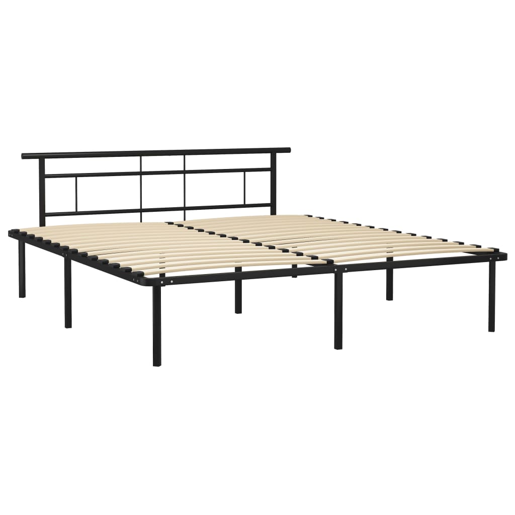 Bed Frame Black Metal 180x200 cm Super King