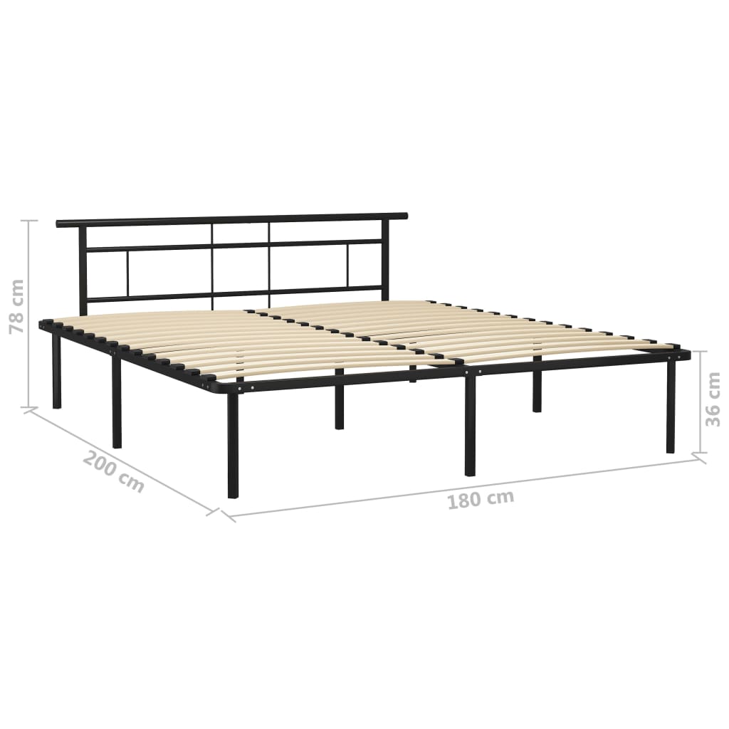 Bed Frame Black Metal 180x200 cm Super King