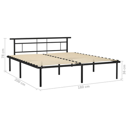 Bed Frame Black Metal 180x200 cm Super King