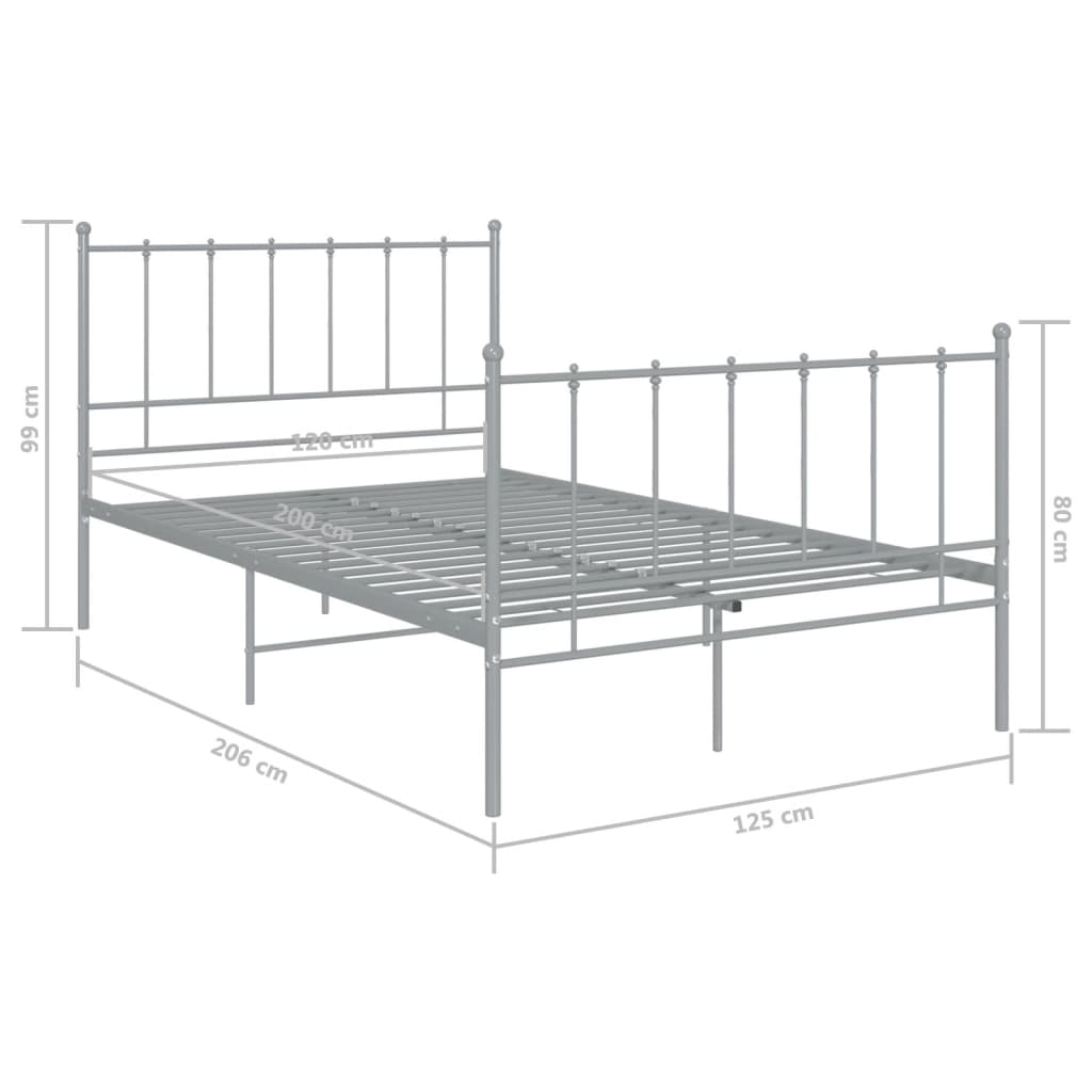 Bed Frame without Mattress Grey Metal 120x200 cm