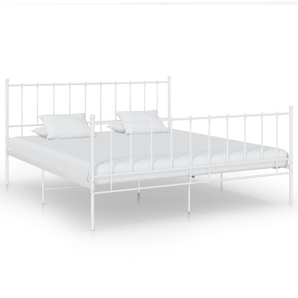 Bed Frame without Mattress White Metal 140x200 cm