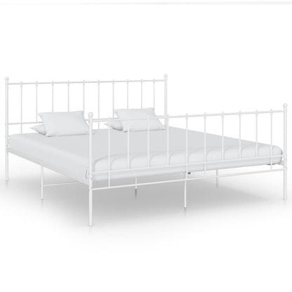 Bed Frame without Mattress White Metal 140x200 cm