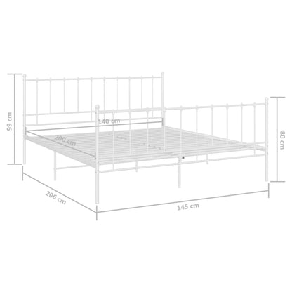 Bed Frame without Mattress White Metal 140x200 cm