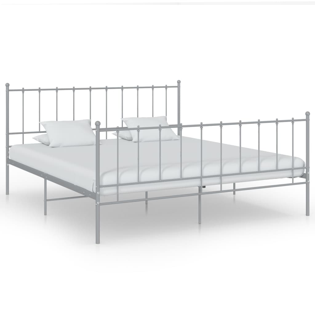 Bed Frame without Mattress Grey Metal 140x200 cm