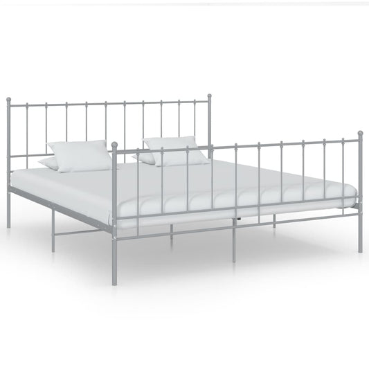 Bed Frame without Mattress Grey Metal 140x200 cm