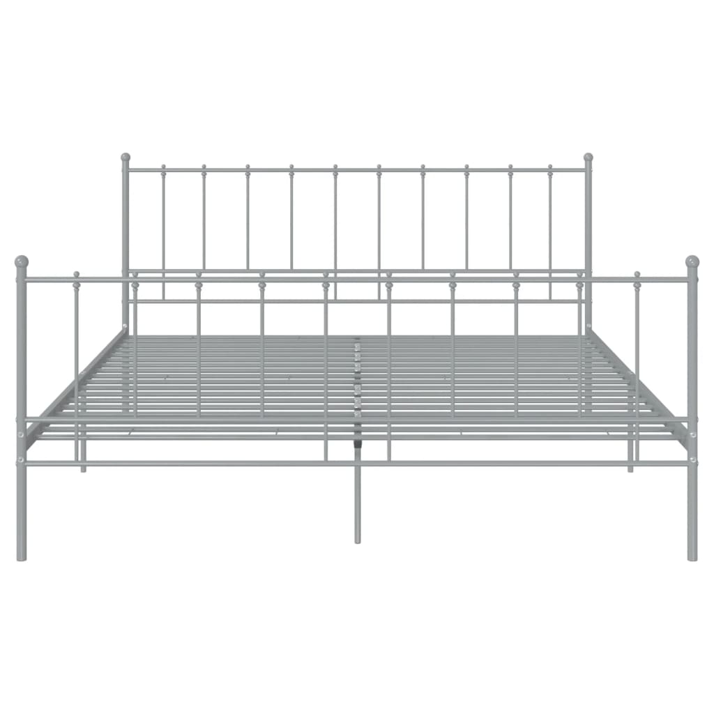 Bed Frame without Mattress Grey Metal 140x200 cm