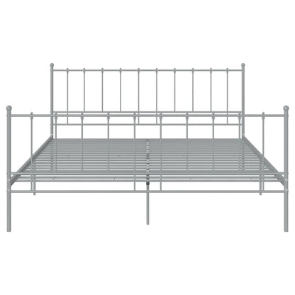 Bed Frame without Mattress Grey Metal 140x200 cm