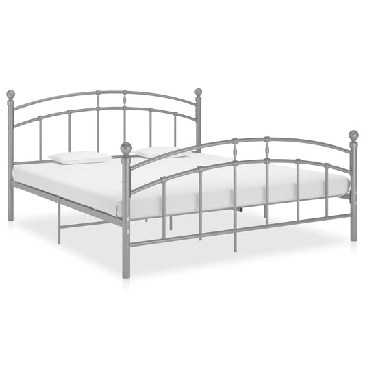 Bed Frame Grey Metal 140x200 cm