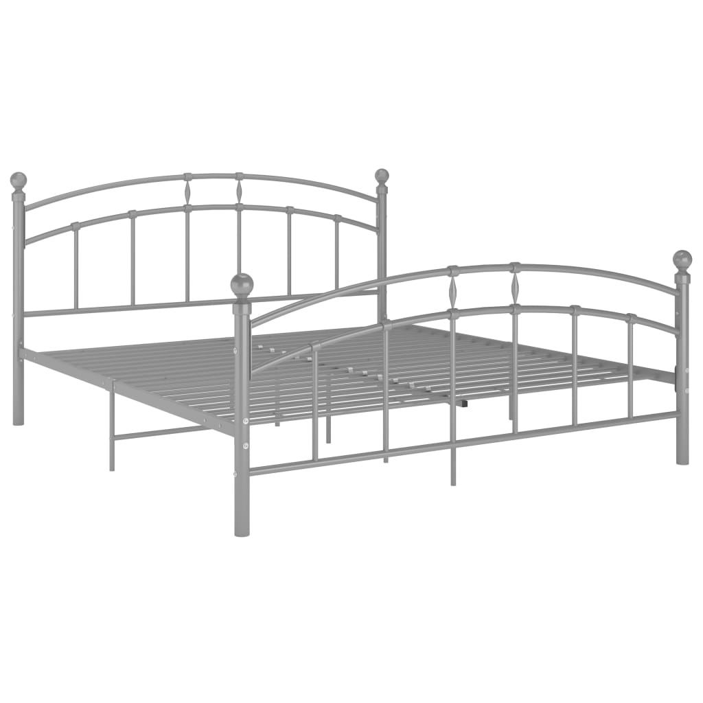 Bed Frame Grey Metal 140x200 cm