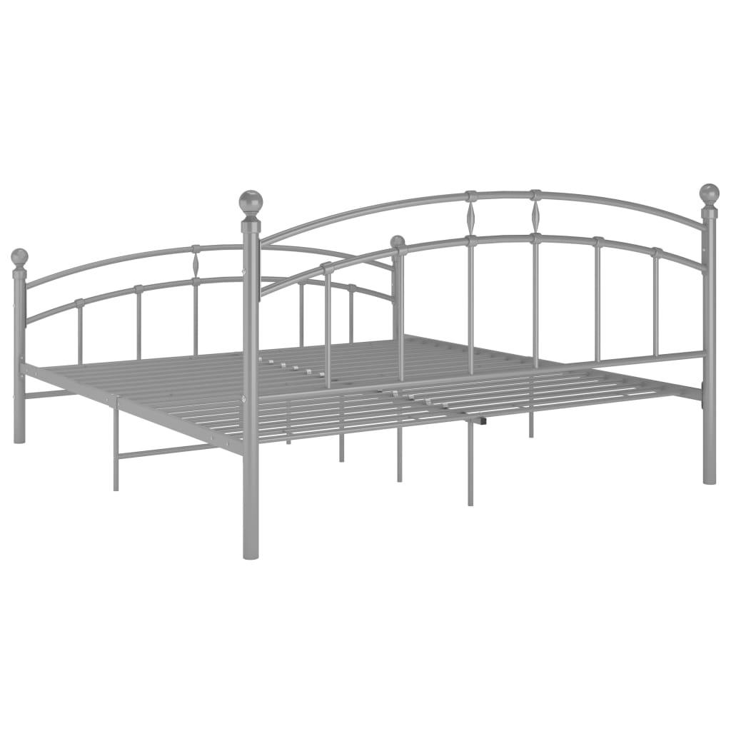 Bed Frame Grey Metal 140x200 cm