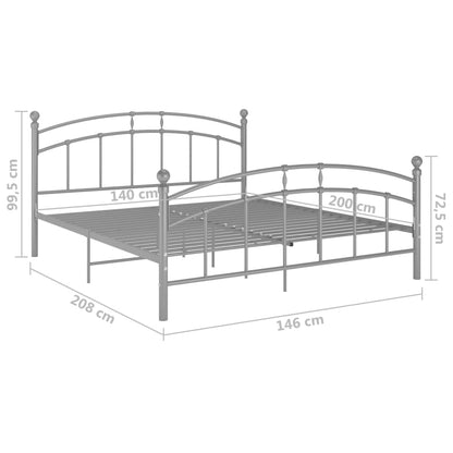 Bed Frame Grey Metal 140x200 cm