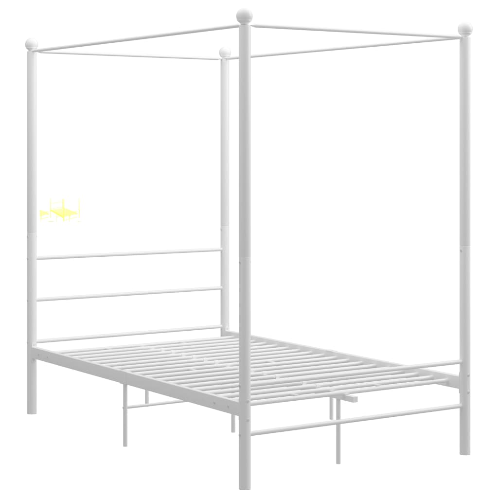 Canopy Bed Frame White Metal 120x200 cm