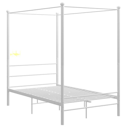 Canopy Bed Frame White Metal 120x200 cm