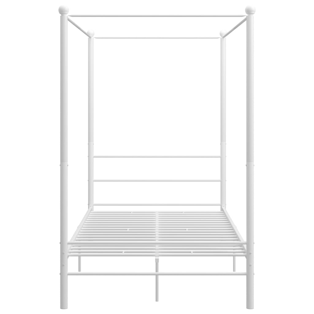 Canopy Bed Frame White Metal 120x200 cm