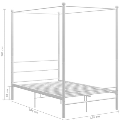 Canopy Bed Frame White Metal 120x200 cm