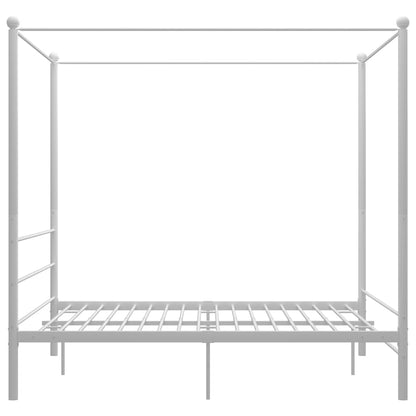 Canopy Bed Frame White Metal Queen Size