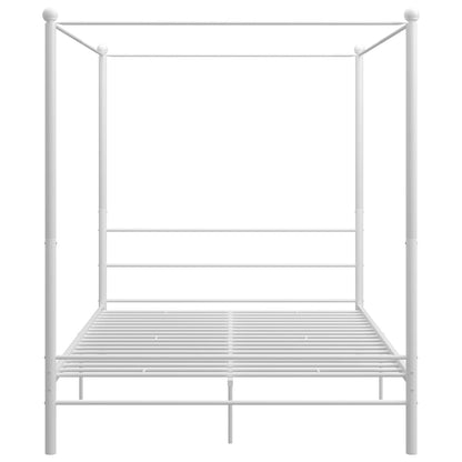 Canopy Bed Frame White Metal Queen Size